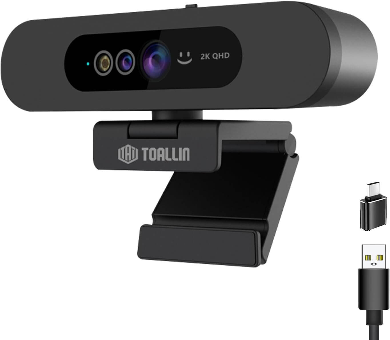 TOALLIN 2K QHD Webcam with Windows Hello (Privacy Shutter)